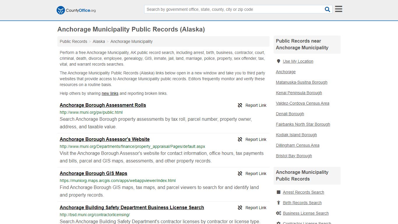 Anchorage Municipality Public Records (Alaska) - County Office